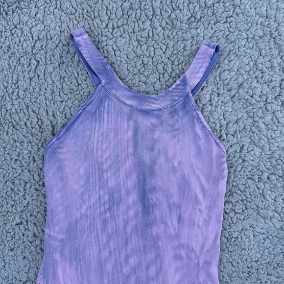 YOUNG FABULOUS & BROKE Mineral Wash Lavender Ribbed Halter Midi Dress Size M - Picture 4 of 7